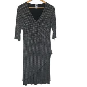 Womens Gap Romantic Black White Geometric Midi Office Core Ruffle Dress M